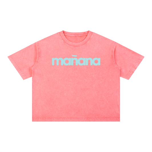 MAÑANA (Navy / Blue) - Mineral Wash Boxy Cotton T-Shirt