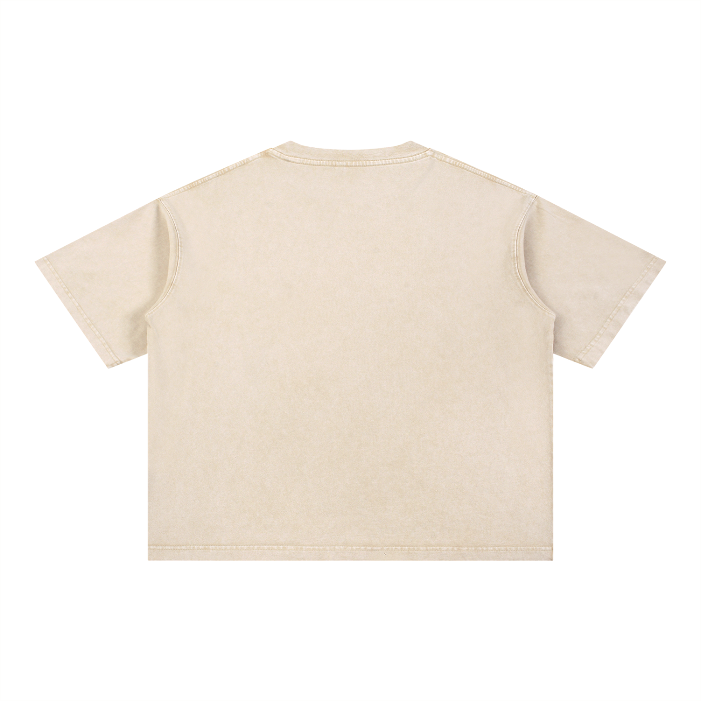 MAÑANA (Ecru / Green) - Mineral Wash Boxy Cotton T-Shirt